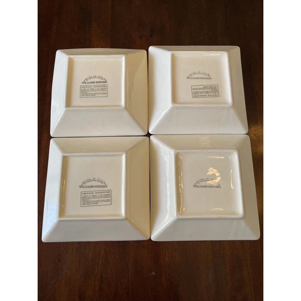 Williams Sonoma by Ceramiche‎ Arianna Italy Grape Leaf Square Bowl Set of 4 Fall